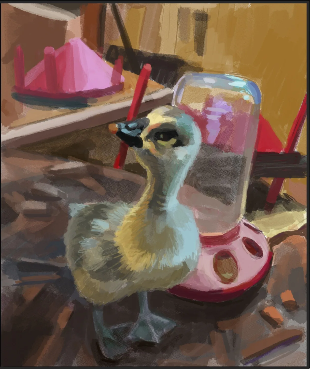 Digital painting study of a gosling, by Natasha