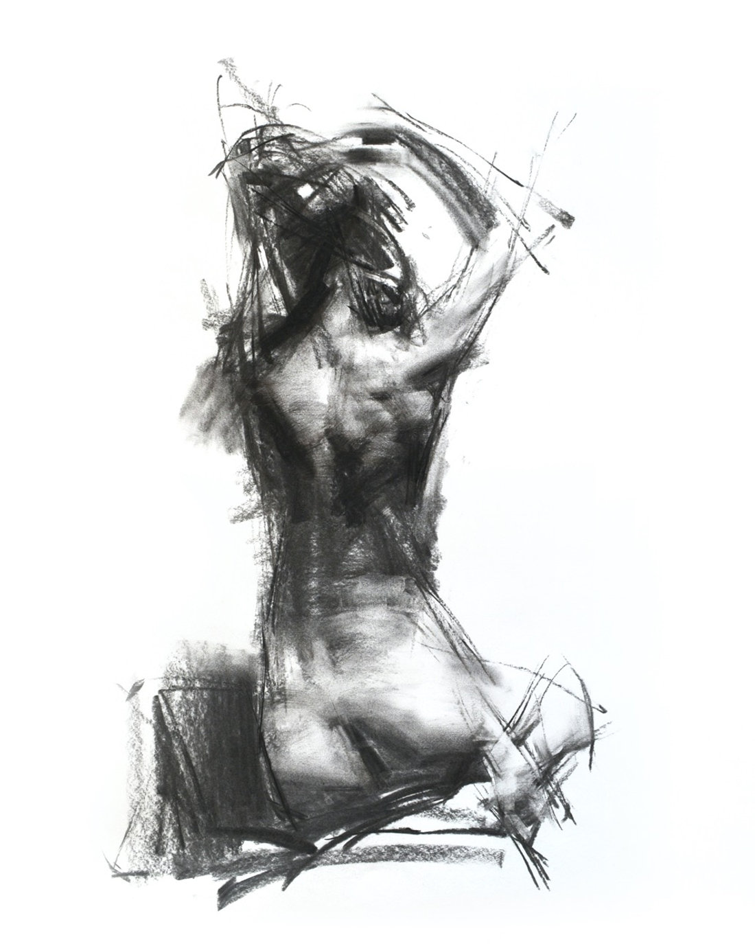 Charcoal figure drawing by Zin Lim.